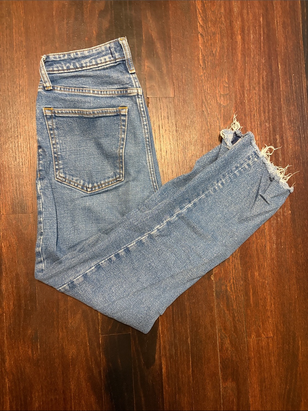 Abercrombie & Fitch Ankle Straight Jeans with Raw Hem